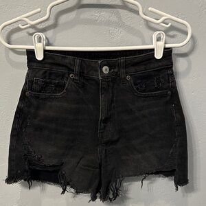 American Eagle Black Distressed Jean Shorts